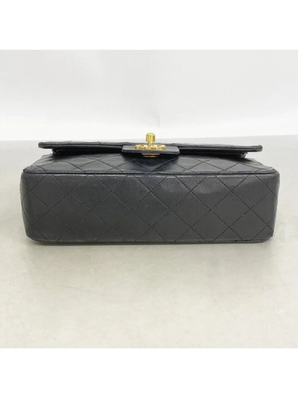 Chanel Shoulder Bag Quilted Lambskin Black Gold
